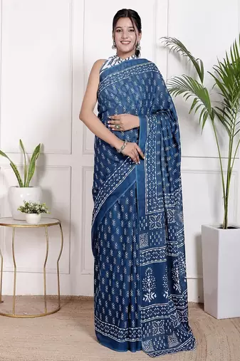 Floral printed pure cotton ethnic saree for woman