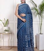 Floral printed  cotton ethnic saree for woman