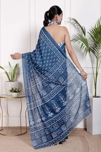 Floral printed  cotton ethnic saree for woman