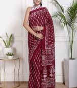 Floral printed  cotton ethnic saree for woman
