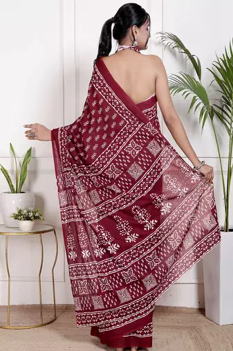 Floral printed  cotton ethnic saree for woman