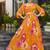 Women mustard all-over floral print georgette fit & flare gown