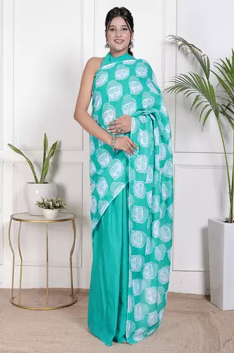 Floral printed pure cotton ethnic saree for woman