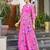Women pink all-over floral print georgette fit & flare gown