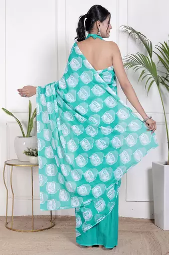 Floral printed  cotton ethnic saree for woman