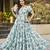 Women turquoise blue all-over floral print georgette fit & flare gown