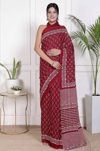 Floral printed pure cotton ethnic saree for woman