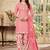 Pink printed cotton blend stitched geometric print salwar kurta dupatta for women