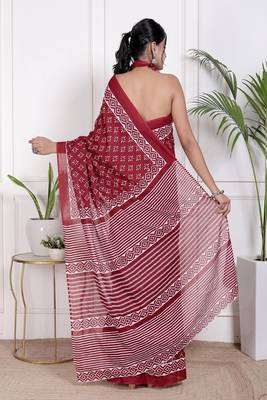 Floral printed cotton ethnic saree for woman 2