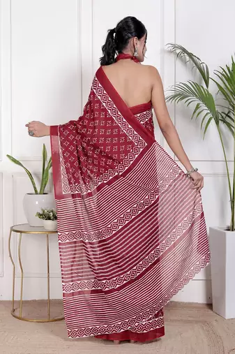Floral printed  cotton ethnic saree for woman