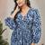 Women blue all-over floral print poly cotton fit & flare gown