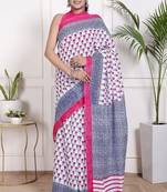 Floral printed  cotton ethnic saree for woman