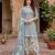 Grey printed cotton blend stitched geometric print salwar kurta dupatta for women