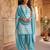 Blue printed cotton blend stitched floral print salwar kurta dupatta for women