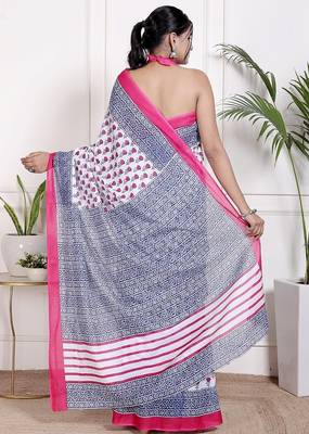 Floral printed  cotton ethnic saree for woman 2