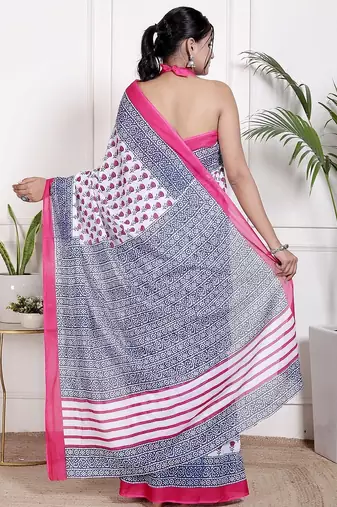 Floral printed  cotton ethnic saree for woman