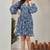 Women blue all-over floral print poly cotton fit & flare gown