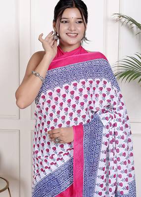 Floral printed  cotton ethnic saree for woman 3