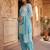 Blue printed cotton blend stitched floral print salwar kurta dupatta for women