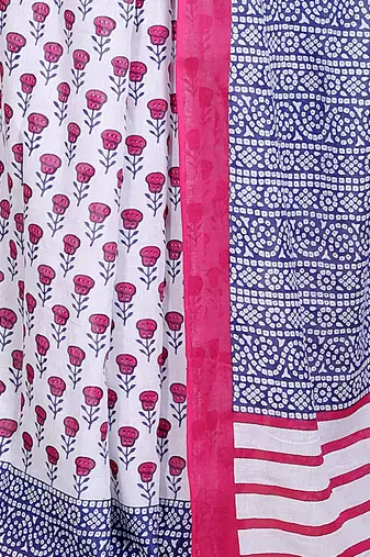 Floral printed  cotton ethnic saree for woman