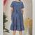 Women blue geometric striped print poly cotton fit & flare gown