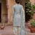 Grey printed cotton blend stitched geometric print salwar kurta dupatta for women