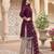 Purple printed cotton blend stitched geometric print salwar kurta dupatta for women