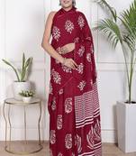 Floral printed  cotton ethnic saree for woman