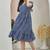 Women blue geometric striped print poly cotton fit & flare gown