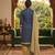 Blue printed cotton blend stitched geometric print salwar kurta dupatta for women