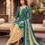 Teal printed cotton blend stitched geometric print salwar kurta dupatta for women