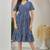 Women blue geometric striped print poly cotton fit & flare gown