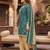 Teal printed cotton blend stitched geometric print salwar kurta dupatta for women