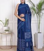 Floral printed  cotton ethnic saree for woman