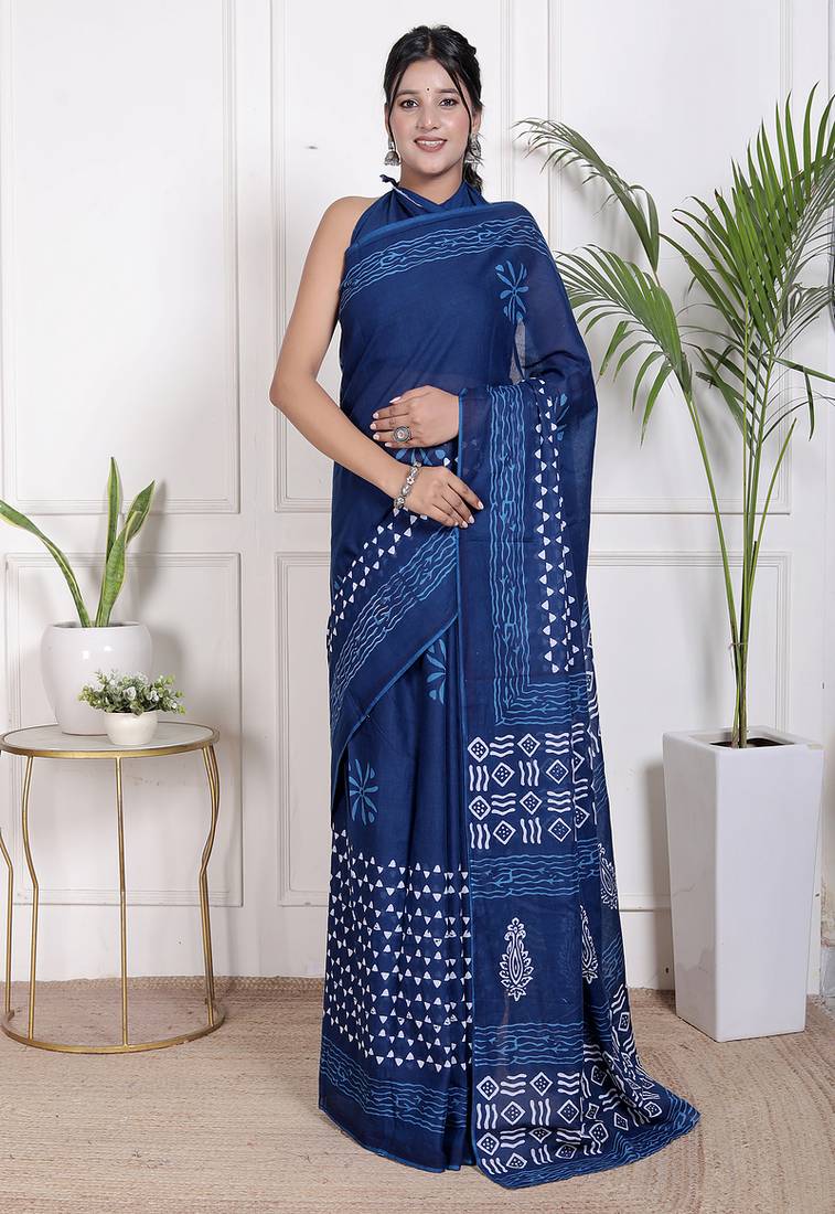 Floral printed pure cotton ethnic saree for woman