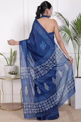 Floral printed  cotton ethnic saree for woman