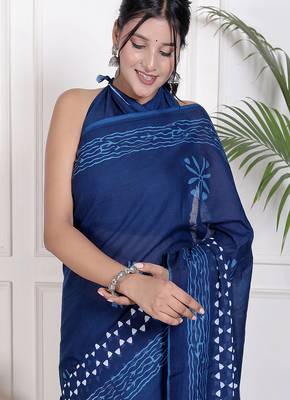 Floral printed cotton ethnic saree for woman 3