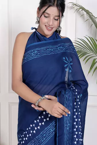Floral printed  cotton ethnic saree for woman