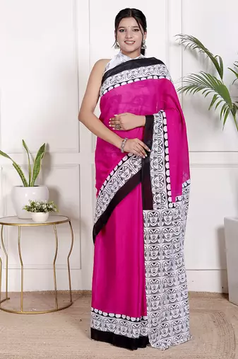 Floral printed pure cotton ethnic saree for woman