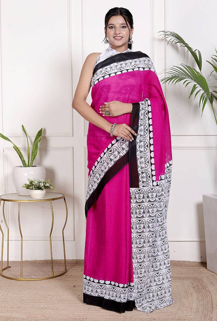 Floral printed pure cotton ethnic saree for woman