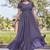 Women navy blue all-over floral print poly cotton fit & flare gown