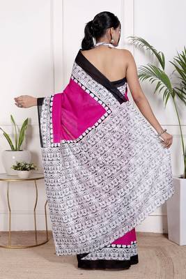 Floral printed  cotton ethnic saree for woman 2