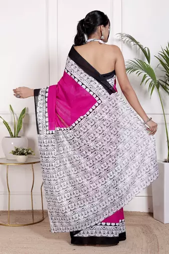 Floral printed  cotton ethnic saree for woman