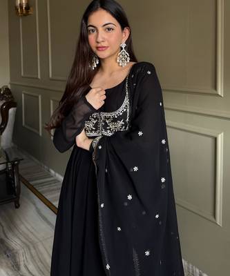 black fox georgette anarkali suit with koti embroidery 2