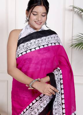 Floral printed  cotton ethnic saree for woman 3