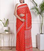 Floral printed  cotton ethnic saree for woman
