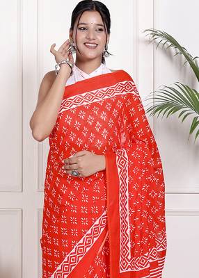 Floral printed cotton ethnic saree for woman 3
