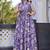 Women purple all-over floral print poly cotton fit & flare gown