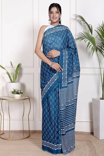 Floral printed pure cotton ethnic saree for woman