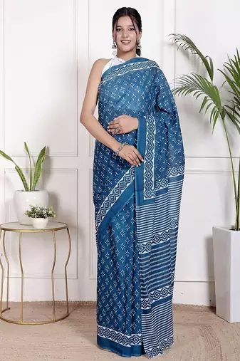Floral printed pure cotton ethnic saree for woman
